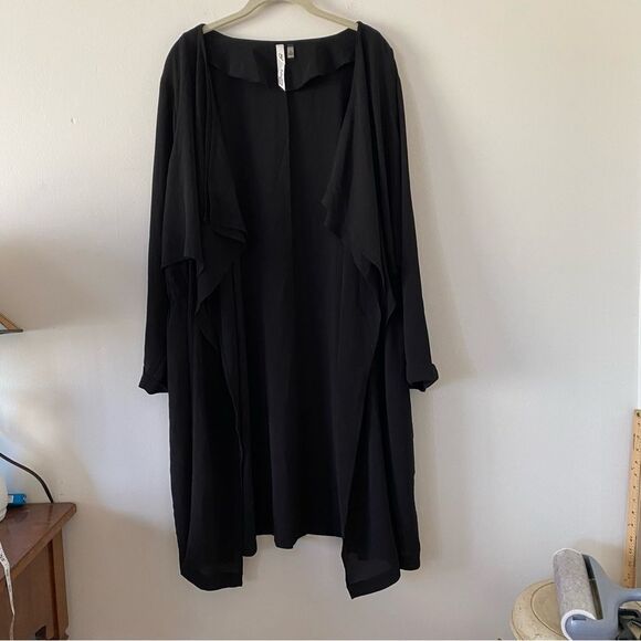 NY Collection Lightweight Poly Spandex Cardigan Style Jacket Black Size 3x - Picture 2 of 8